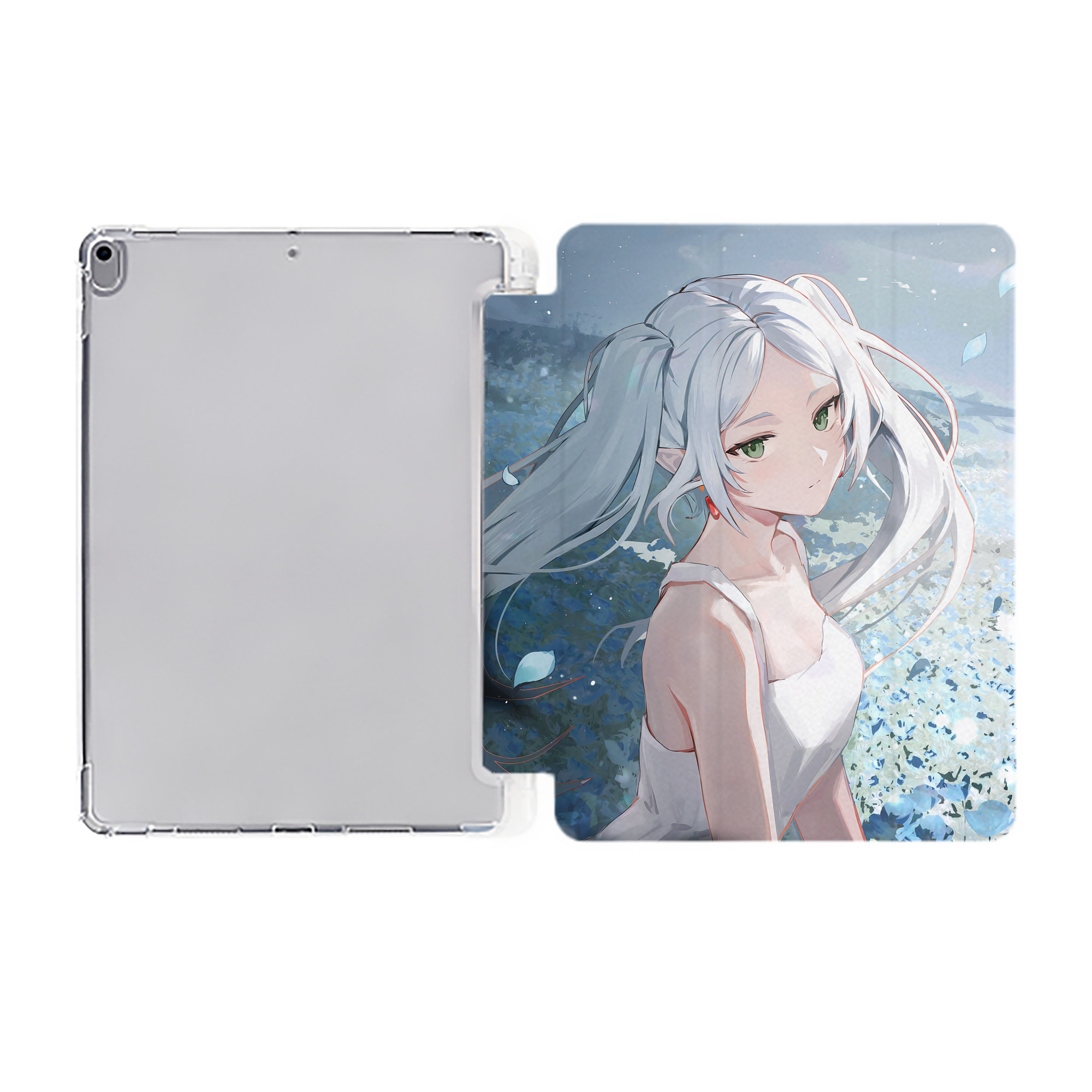 （画像用） 葬送のフリーレン Frieren IPad ケース ペン収納付き 三つ折りスタンド PUレザー×シリコン 対応機種9.5/10.5/10.9インチ